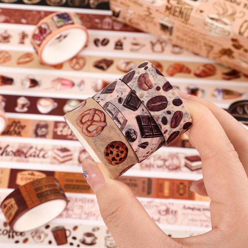 icceemee 20 Rolls Coffee Theme Washi Tape Set, Writable Decorative Tapes for Scrapbooking, Junk Journal Supplies, Bullet Journaling, Bullet Journaling, 0.6"x79" per Roll - Image 5